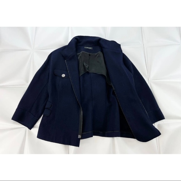 Strenesse Gabriele Strehle Womens Sz 10 Blue m Virgin Wool Angora Moto Jacket - Picture 5 of 9